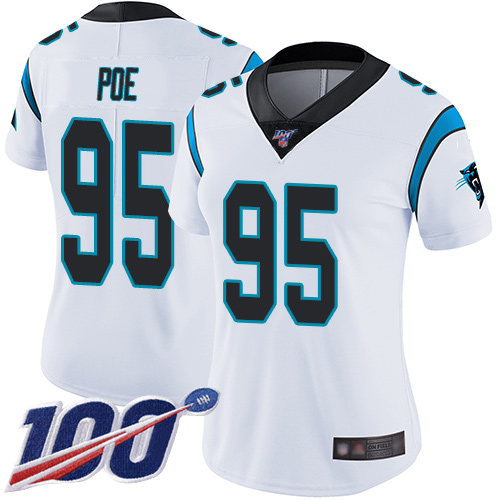 Carolina Panthers Limited White Women Dontari Poe Road Jersey NFL Football 95 100th Season Vapor Untouchable
